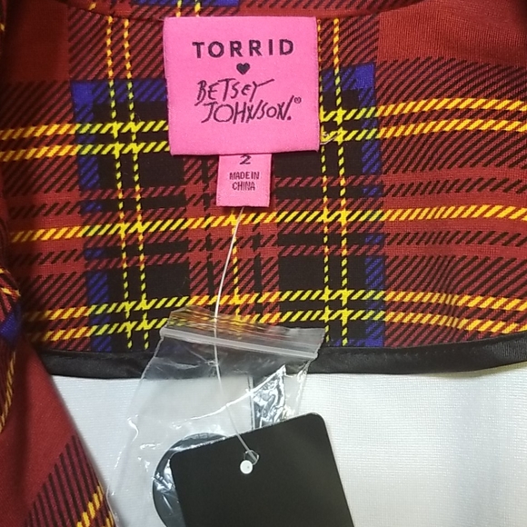 Torrid Betsey Johnson Plaid Premium Ponte Blazer - Picture 7 of 7